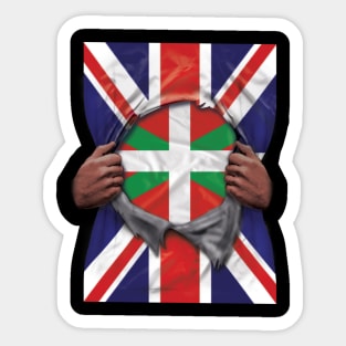 Bilbao Flag Great Britain Flag Ripped - Gift for Basque From Bilbao Sticker